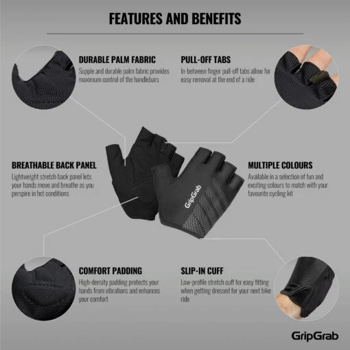 GripGrab Ride Lightweight Padded Gloves - Black -Comfortable Sportswear gripgrab ride lightweight padded gloves black 2 1200867