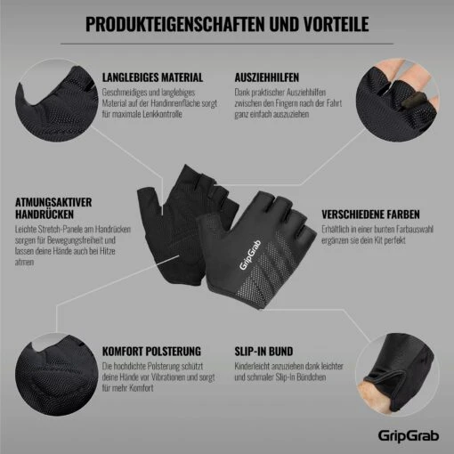 GripGrab Ride Lightweight Padded Gloves - Black -Comfortable Sportswear gripgrab ride lightweight padded gloves black 3 1200868