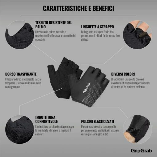 GripGrab Ride Lightweight Padded Gloves - Black -Comfortable Sportswear gripgrab ride lightweight padded gloves black 6 1200873