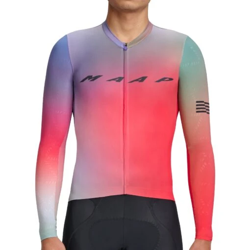 MAAP Blurred Out Pro Hex Long Sleeve Jersey 2.0 Men - Red Mix -Comfortable Sportswear maap blurred out pro hex long sleeve jersey 2 1524421