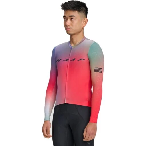 MAAP Blurred Out Pro Hex Long Sleeve Jersey 2.0 Men - Red Mix -Comfortable Sportswear maap blurred out pro hex long sleeve jersey 2 1524425