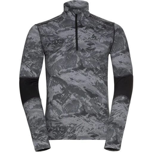 Odlo Whistler Half-Zip Turtleneck Long-Sleeve Base Layer Top Men - Black -Comfortable Sportswear odlo mens whistler eco half zip turtleneck baselayer black 1 1504871
