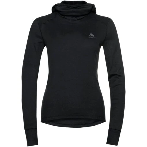 Odlo Active Warm Long-Sleeve Base Layer Top With Facemask Women - Black -Comfortable Sportswear odlo womens active warm eco base layer top with facemask 159141 15000 black 1 1002391