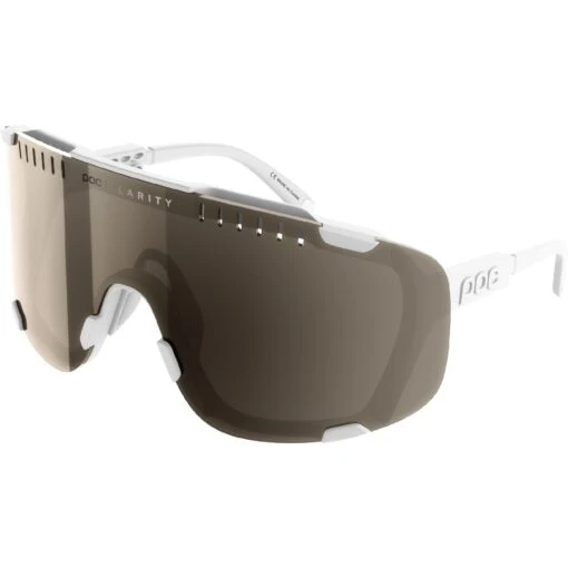 POC Devour Glasses - Mirror Lens - Hydrogen White/Brown Silver -Comfortable Sportswear poc cycling21 devourshield hydrogen white v004 950409
